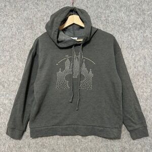 Disney Parks Rhinestone Castle Hoodie Sweatshirt Dark Gray Women's Size S